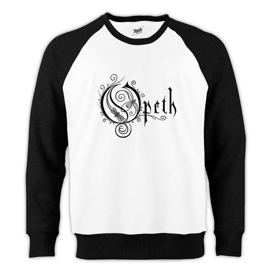 Opeth Logo Classic 2 Reglan Kol Beyaz Sweatshirt - Zepplingiyim