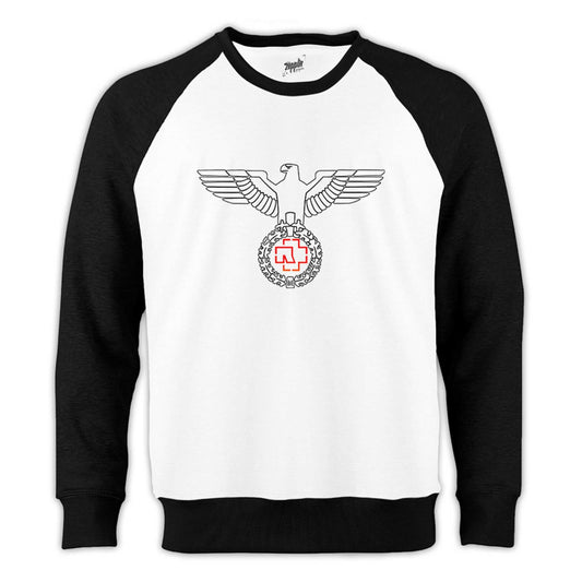 Rammstein Eagle Reglan Kol Beyaz Sweatshirt - Zepplingiyim