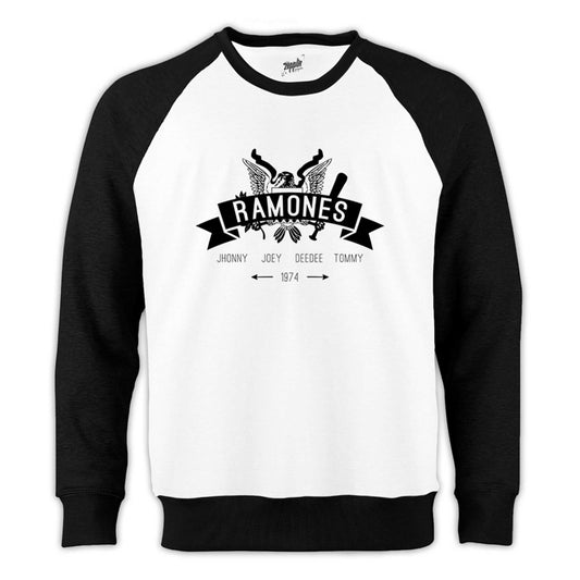 Ramones 1974 Reglan Kol Beyaz Sweatshirt - Zepplingiyim