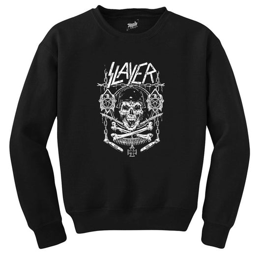 Slayer Gun and Chain Siyah Sweatshirt - Zepplingiyim