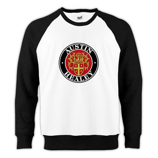 Austin Healey Logo 2 Reglan Kol Beyaz Sweatshirt - Zepplingiyim