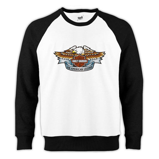 Harley Davidson An American Legend Reglan Kol Beyaz Sweatshirt - Zepplingiyim