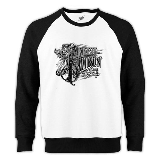 Harley Davidson Genuine Motorcycle Reglan Kol Beyaz Sweatshirt - Zepplingiyim