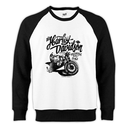 Harley Davidson Support Bobbers Reglan Kol Beyaz Sweatshirt - Zepplingiyim