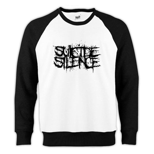 Suicide Silence Logo Reglan Kol Beyaz Sweatshirt - Zepplingiyim