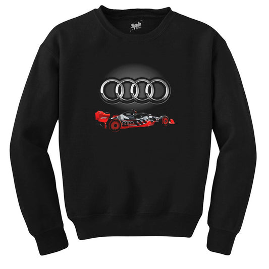 F1 Audi Logo 3D Siyah Sweatshirt - Zepplingiyim