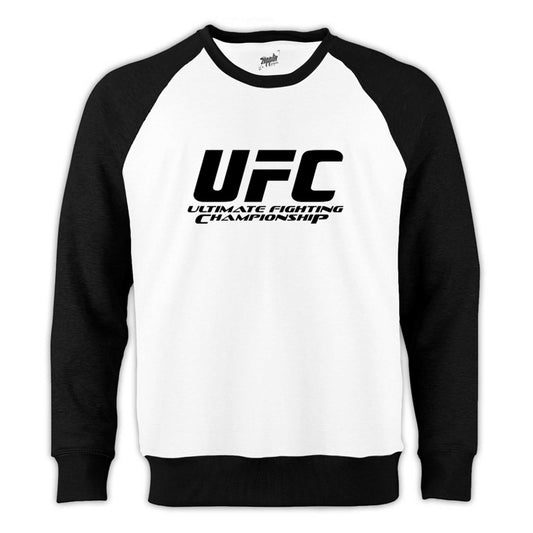 UFC LOGO Ultimate Championship Reglan Kol Beyaz Sweatshirt - Zepplingiyim