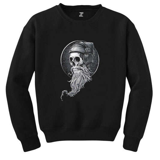 Skull Kuru Kafa Hippy Siyah Sweatshirt - Zepplingiyim