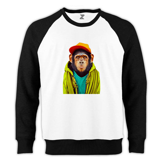 The Monkey Reglan Kol Beyaz Sweatshirt - Zepplingiyim