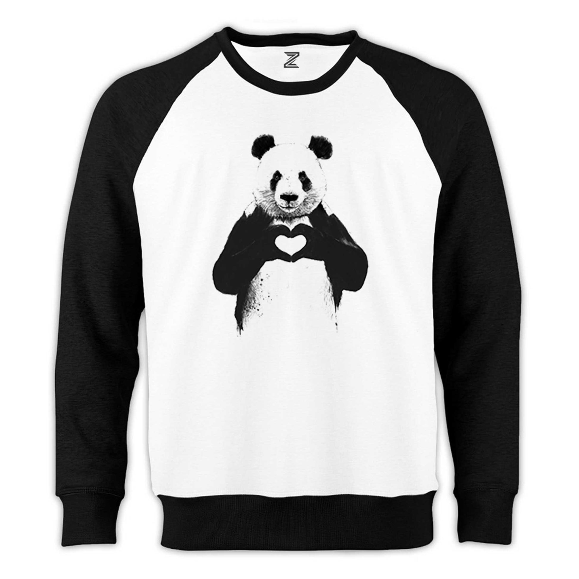 Panda Love Reglan Kol Beyaz Sweatshirt - Zepplingiyim