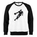 Basketball Hoop Siluet Reglan Kol Beyaz Sweatshirt - Zepplingiyim