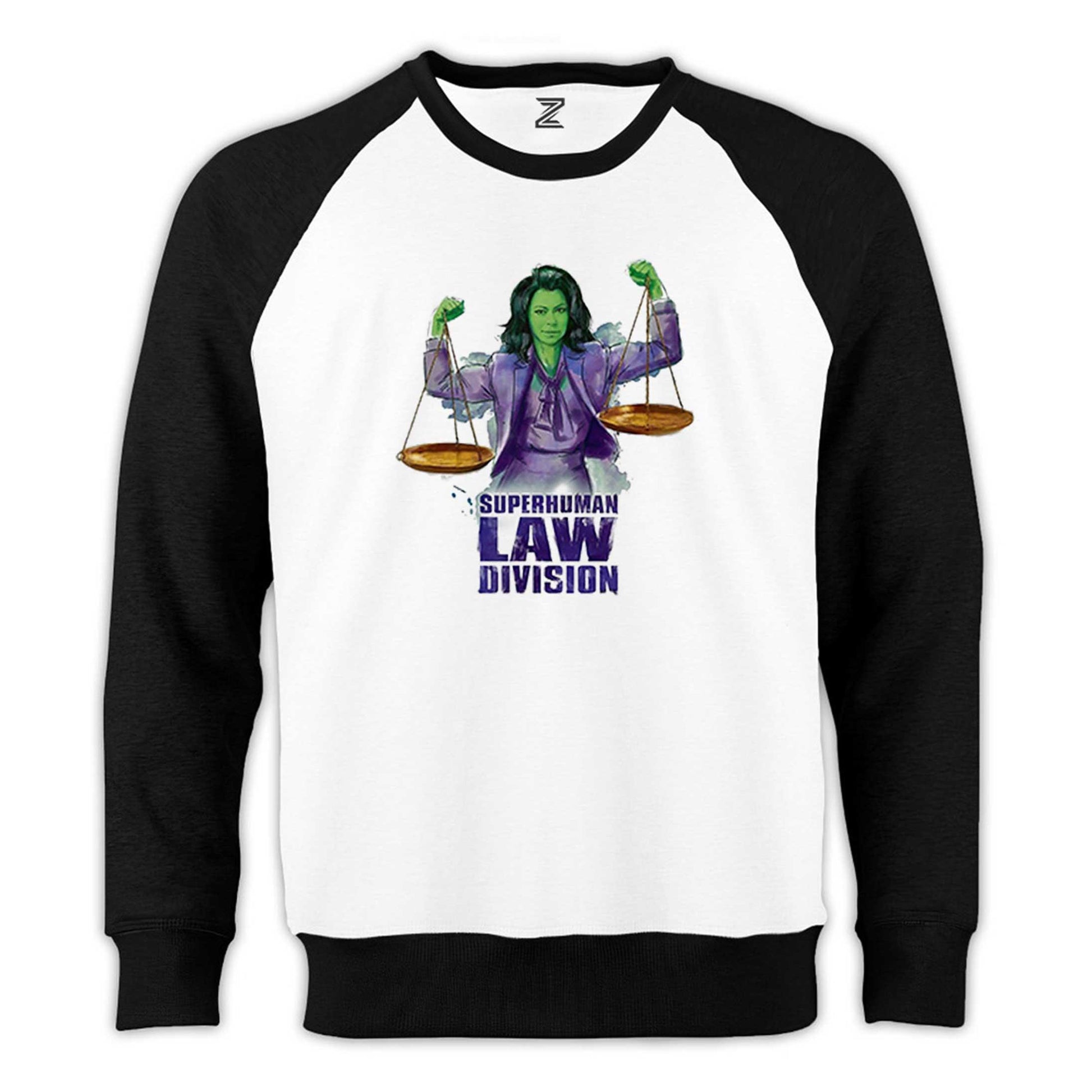 She Hulk SuperHuman Law Division Reglan Kol Beyaz Sweatshirt - Zepplingiyim