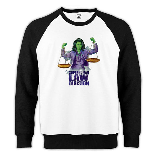 She Hulk SuperHuman Law Division Reglan Kol Beyaz Sweatshirt - Zepplingiyim