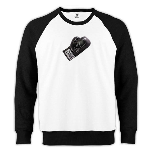 Black Boxing Gloves Reglan Kol Beyaz Sweatshirt - Zepplingiyim