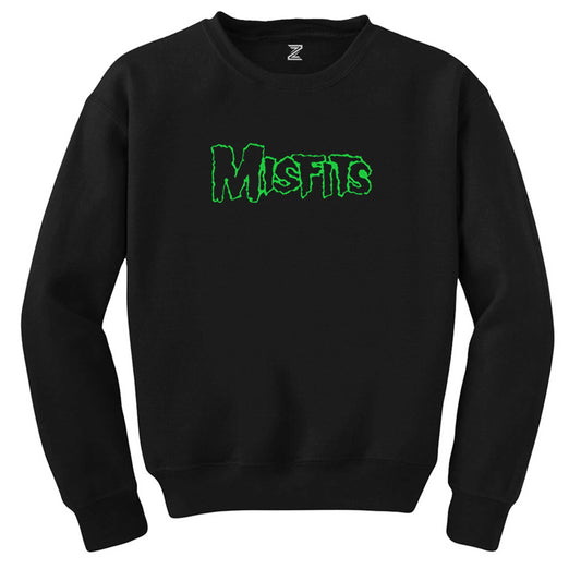 Misfits Logo Green Siyah Sweatshirt - Zepplingiyim