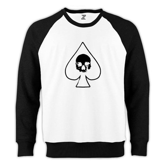 Motörhead Ace Of Spades Maça Reglan Kol Beyaz Sweatshirt - Zepplingiyim