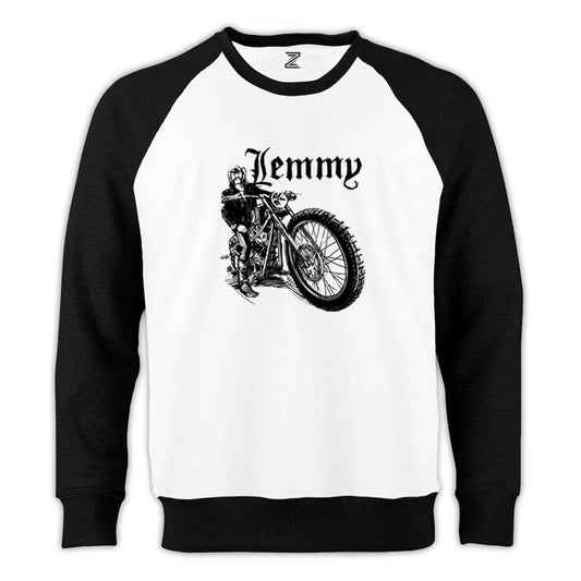 Motörhead Lemmy Kilmister Motorbike Reglan Kol Beyaz Sweatshirt - Zepplingiyim