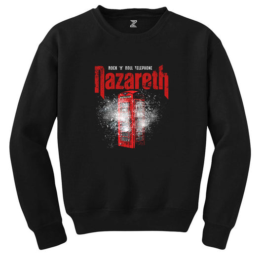 Nazareth Rock 'N' Roll Telephone Siyah Sweatshirt - Zepplingiyim