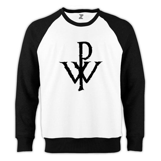 Powerwolf Logo Design Reglan Kol Beyaz Sweatshirt - Zepplingiyim