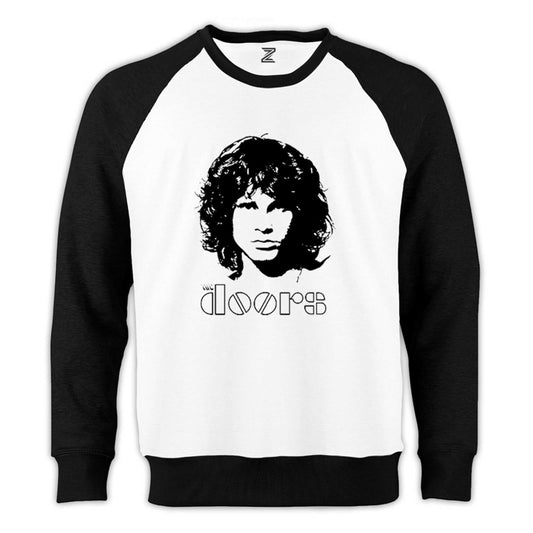 The Doors Jim Morrison Silhouette Reglan Kol Beyaz Sweatshirt - Zepplingiyim