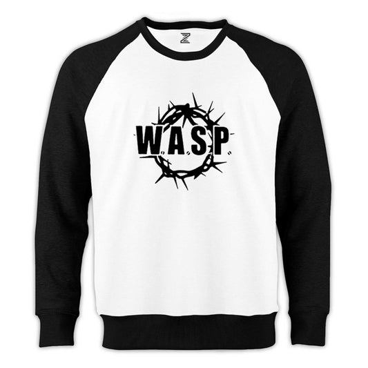 WASP Logo Text Reglan Kol Beyaz Sweatshirt - Zepplingiyim