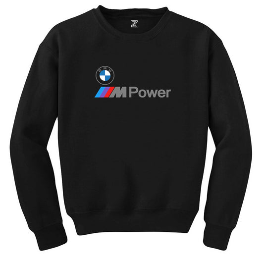 BMW Logo M Power Yazı Siyah Sweatshirt - Zepplingiyim