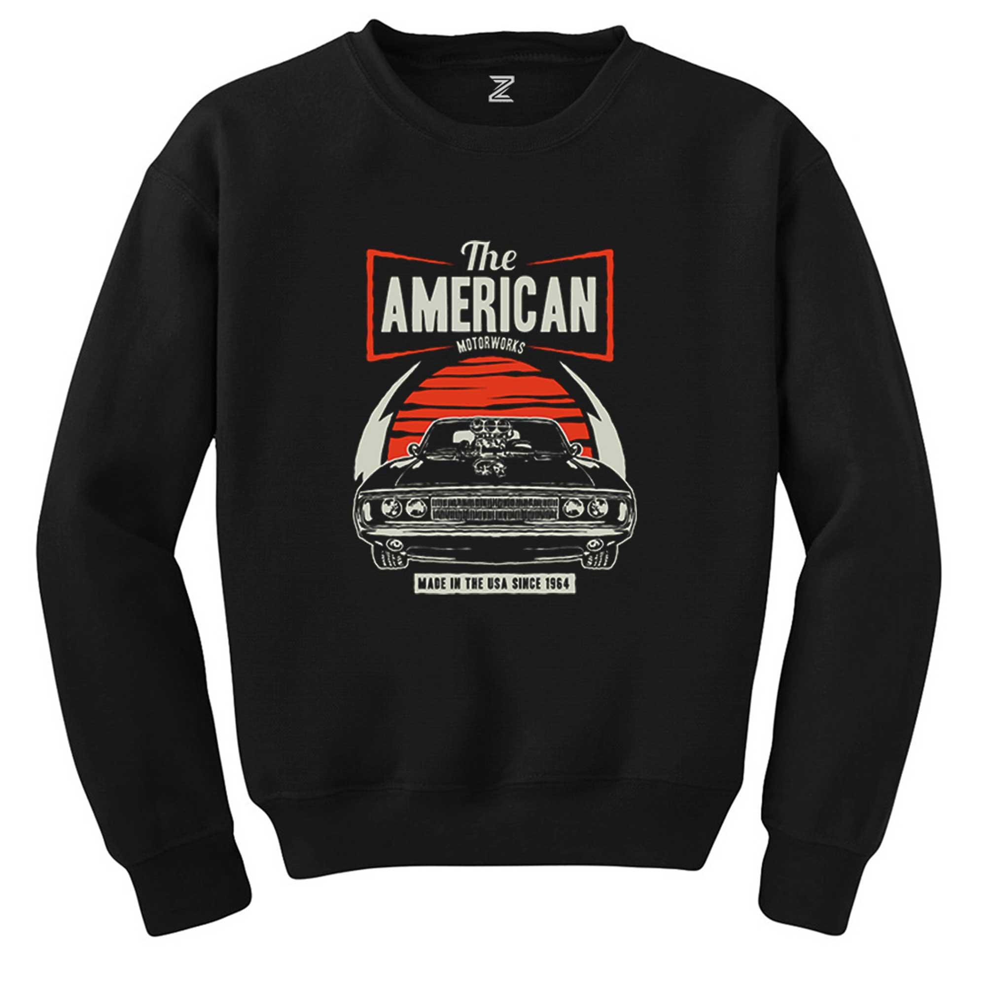 Amerikan Muscle Car Siyah Sweatshirt - Zepplingiyim