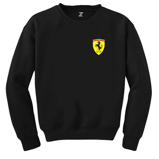 Ferrari Logo Siyah Sweatshirt - Zepplingiyim
