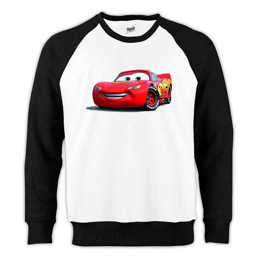 Şimşek McQueen Cars Reglan Kol Beyaz Sweatshirt - Zepplingiyim