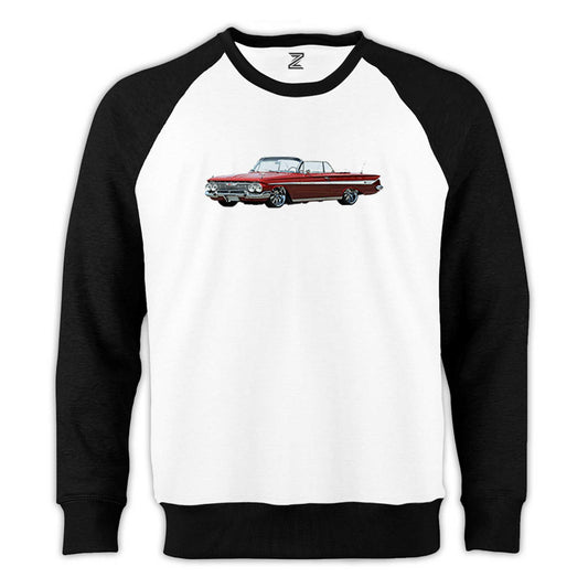 Chevrolet Impala SS Reglan Kol Beyaz Sweatshirt - Zepplingiyim