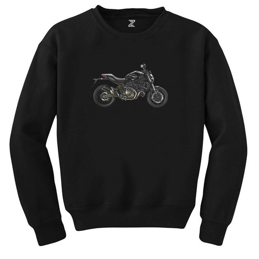Ducati Monster Motosiklet Canavarı 821 Siyah Sweatshirt - Zepplingiyim