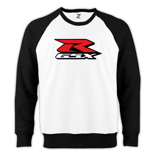 Suzuki GSX-R Logosu Reglan Kol Beyaz Sweatshirt - Zepplingiyim