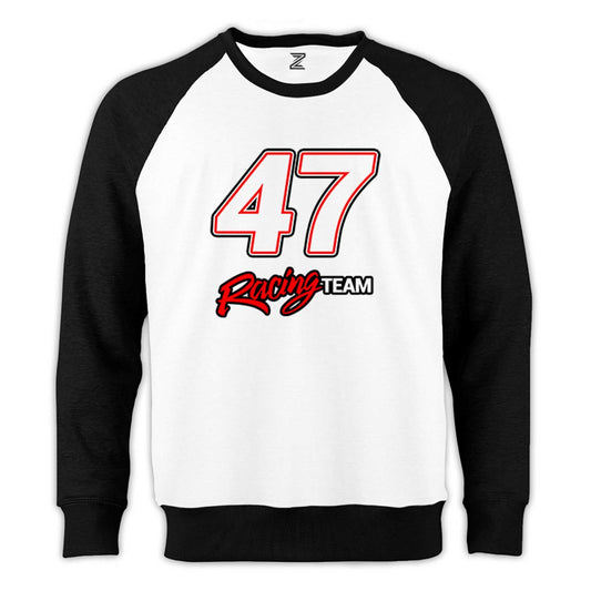 Moto 47 Racing Team Reglan Kol Beyaz Sweatshirt - Zepplingiyim