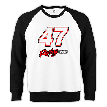 Moto 47 Racing Team Reglan Kol Beyaz Sweatshirt - Zepplingiyim