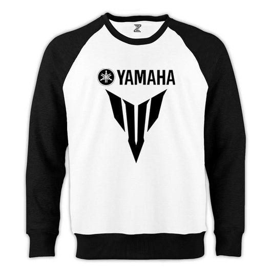 Yamaha MT07 Black Reglan Kol Beyaz Sweatshirt - Zepplingiyim