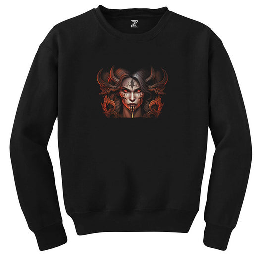 Diablo IV Lilith Face Siyah Sweatshirt - Zepplingiyim