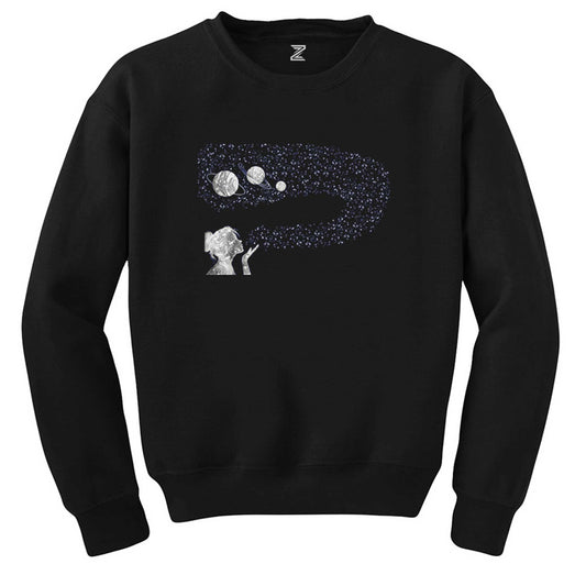 Galaksi Woman Siyah Sweatshirt - Zepplingiyim