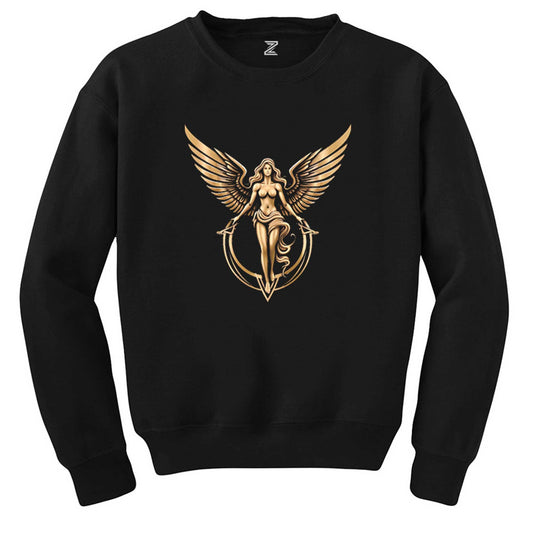 Gold Angel Siyah Sweatshirt - Zepplingiyim