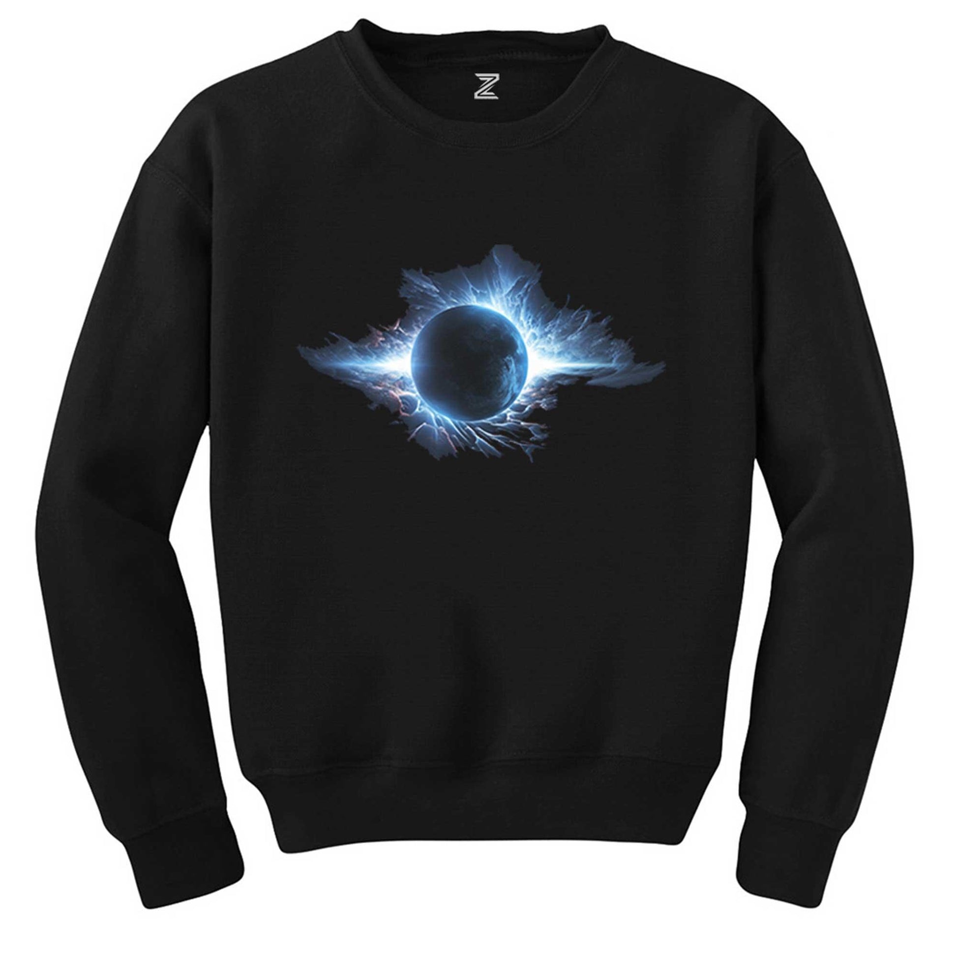 Planet Charged With Blue Energy Siyah Sweatshirt - Zepplingiyim