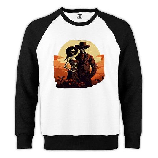 Skeleton Cowboy Lover Reglan Kol Beyaz Sweatshirt - Zepplingiyim