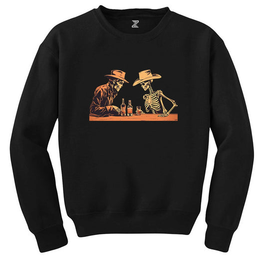 Skelton Cowboy Bar Siyah Sweatshirt - Zepplingiyim