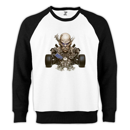 Skull Car Reglan Kol Beyaz Sweatshirt - Zepplingiyim