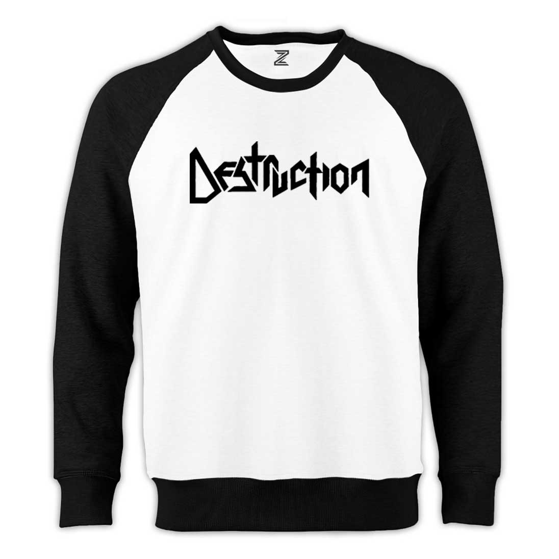 Destruction Text Reglan Kol Beyaz Sweatshirt