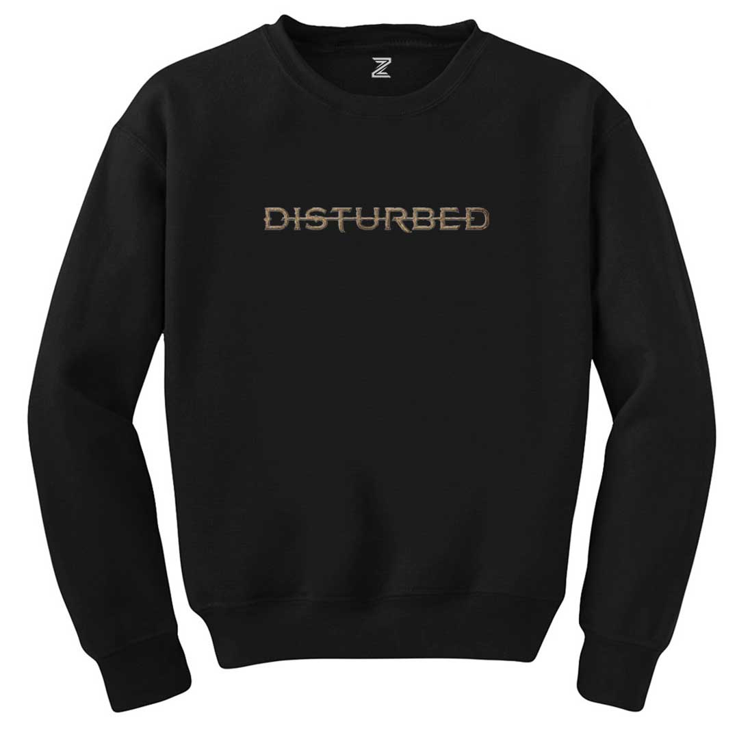 Disturbed Text Siyah Sweatshirt