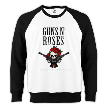 Guns N Roses Live Radio Broadcast Reglan Kol Beyaz Sweatshirt
