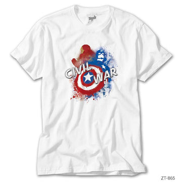 Civil War Splash Beyaz Tişört - Zepplingiyim