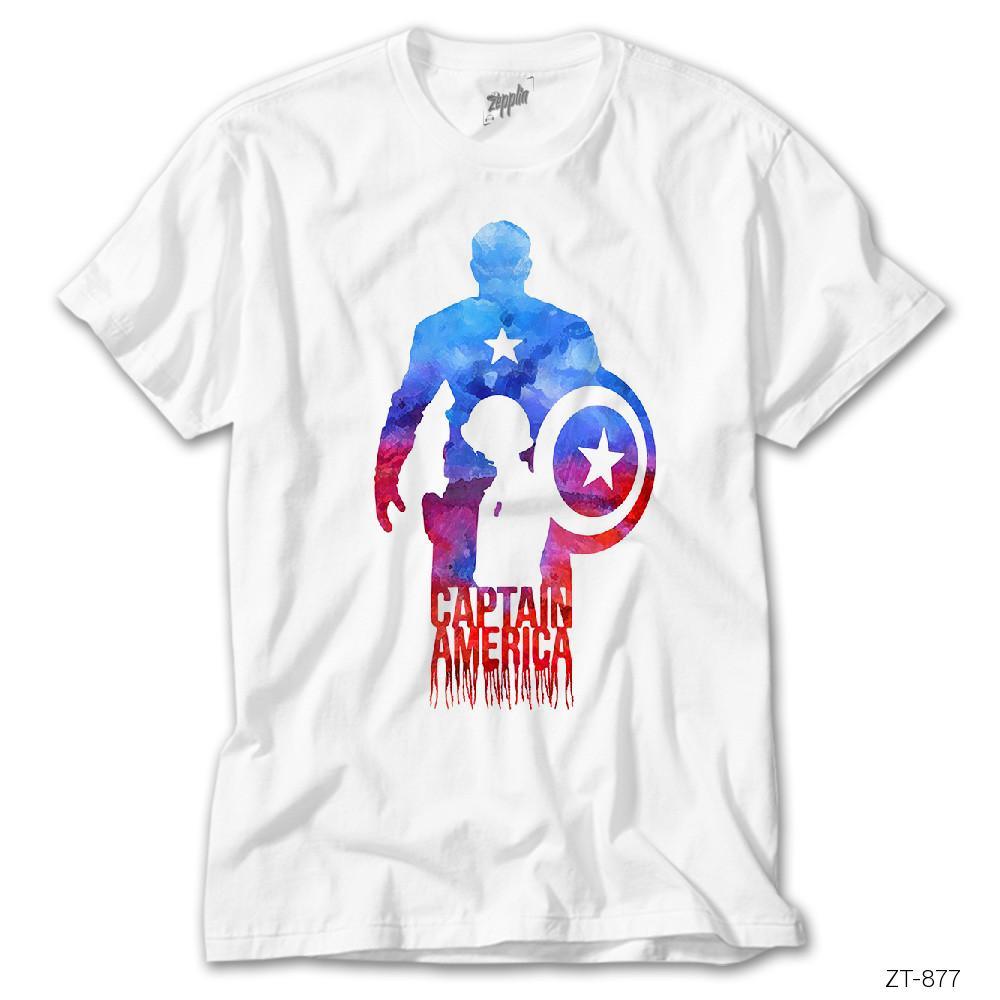 Captain America Artwork Boy Beyaz Tişört - Zepplingiyim