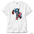Captain America Cartoon Beyaz Tişört - Zepplingiyim