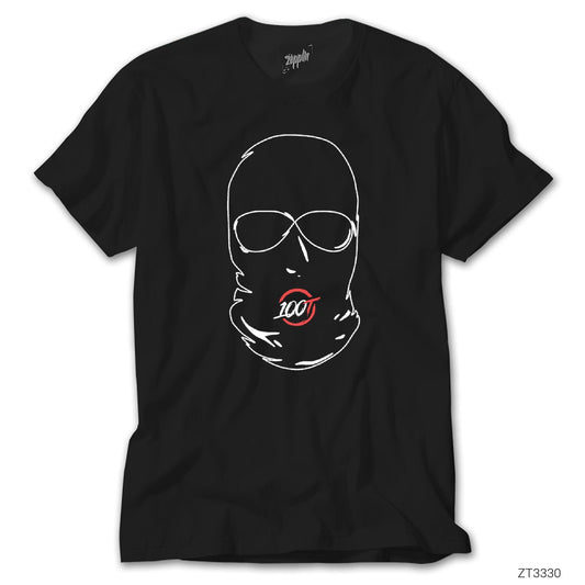 100 Thieves Mask Siyah Tişört - Zepplingiyim