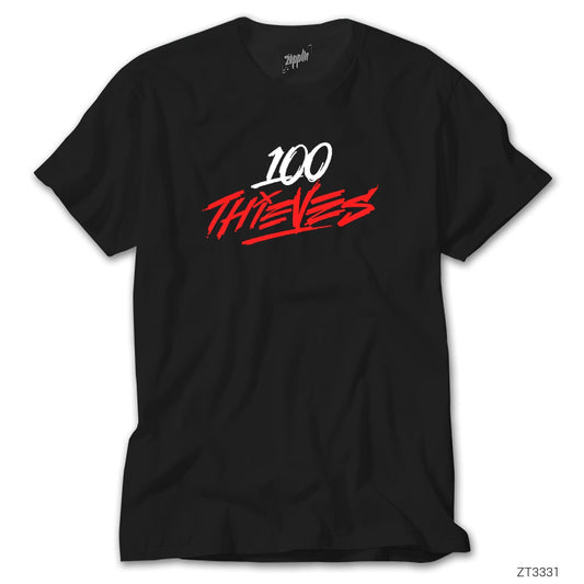 100 Thieves Splash Siyah Tişört - Zepplingiyim